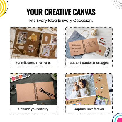 Modern Shop Scrapbook Album | Extra Thick Kraft Paper with Hardcover - 12 x 12 250 gsm, 50 sheet