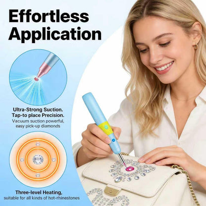 5 in 1 Cordless Hotfix Applicator Tool, 4000mAh Rhinestone Bedazzler Kit with Self-Suction, 3 Temp Settings, 5 Tips, Hot Fix Rhinestone Kit for Clothing Fabric DIY Crafts (Blue)