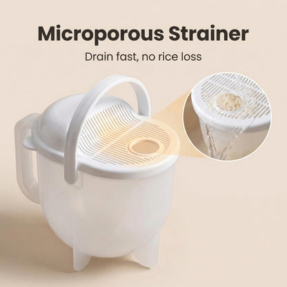 Lupnkl Food Strainers Rice Washing Bowl with Top Drainer Microporous Small Colander, ideal rice washer strainer, rinser, drainer, perfect for washing rice, multigrain, beans & small grain food.