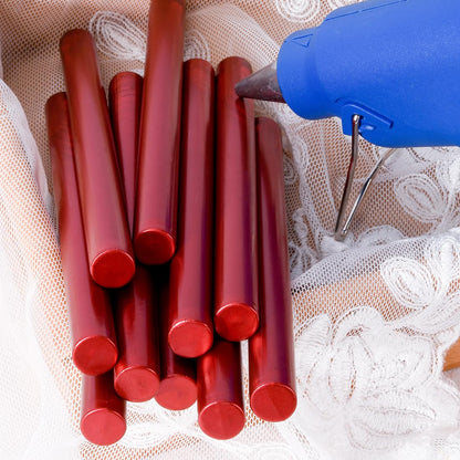 MEDIEVAL Red Wax Seal Glue Gun Kit: 10Pc Blood Red Sealing Wax Sticks & Gun