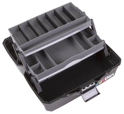 ArtBin 6892AG 2-Tray Art Supply Box, Portable Art & Craft Organizer with Lift-Up Trays, [1] Plastic Storage Case, Gray/Black