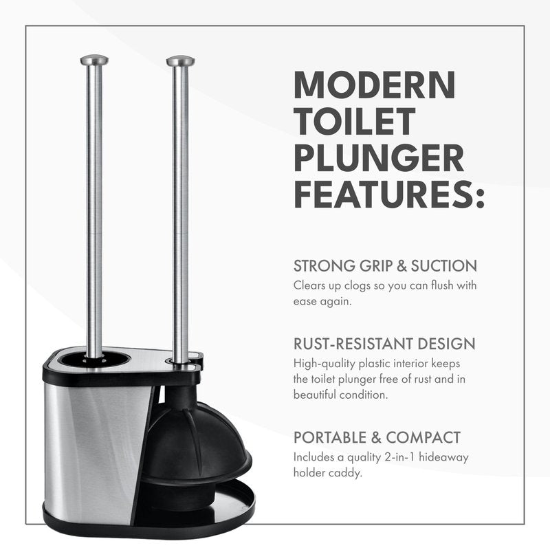 ToiletTree Products Modern Deluxe Freestanding Toilet Brush and Plunger Combo 2 Pack