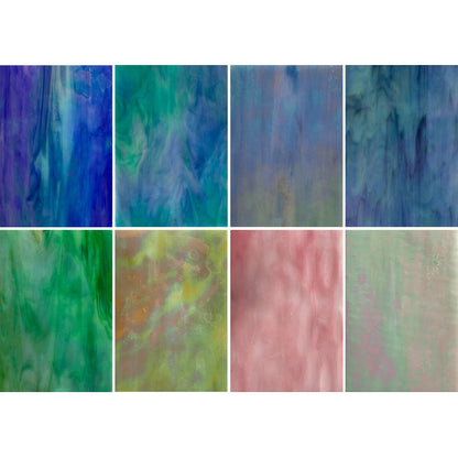 HAOSUM 8 Pack Iridescent Rainbow Stained Glass Sheets,4 x 6 inch Mosaic Glass,Art Glass Opaque for DIY Kits, Mosaics Projects (Iridescence)