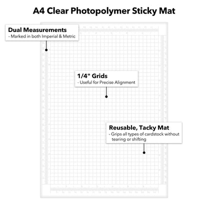 A4 Clear Photopolymer Sticky Mat for Stencil Stamp, Reusable Anti-Slip Grip Mat, Multi-Use Non-Slip Clear Photopolymer Craft Low Tacky Mat for Card Making Hold Your Cardstock in Place When Stamping