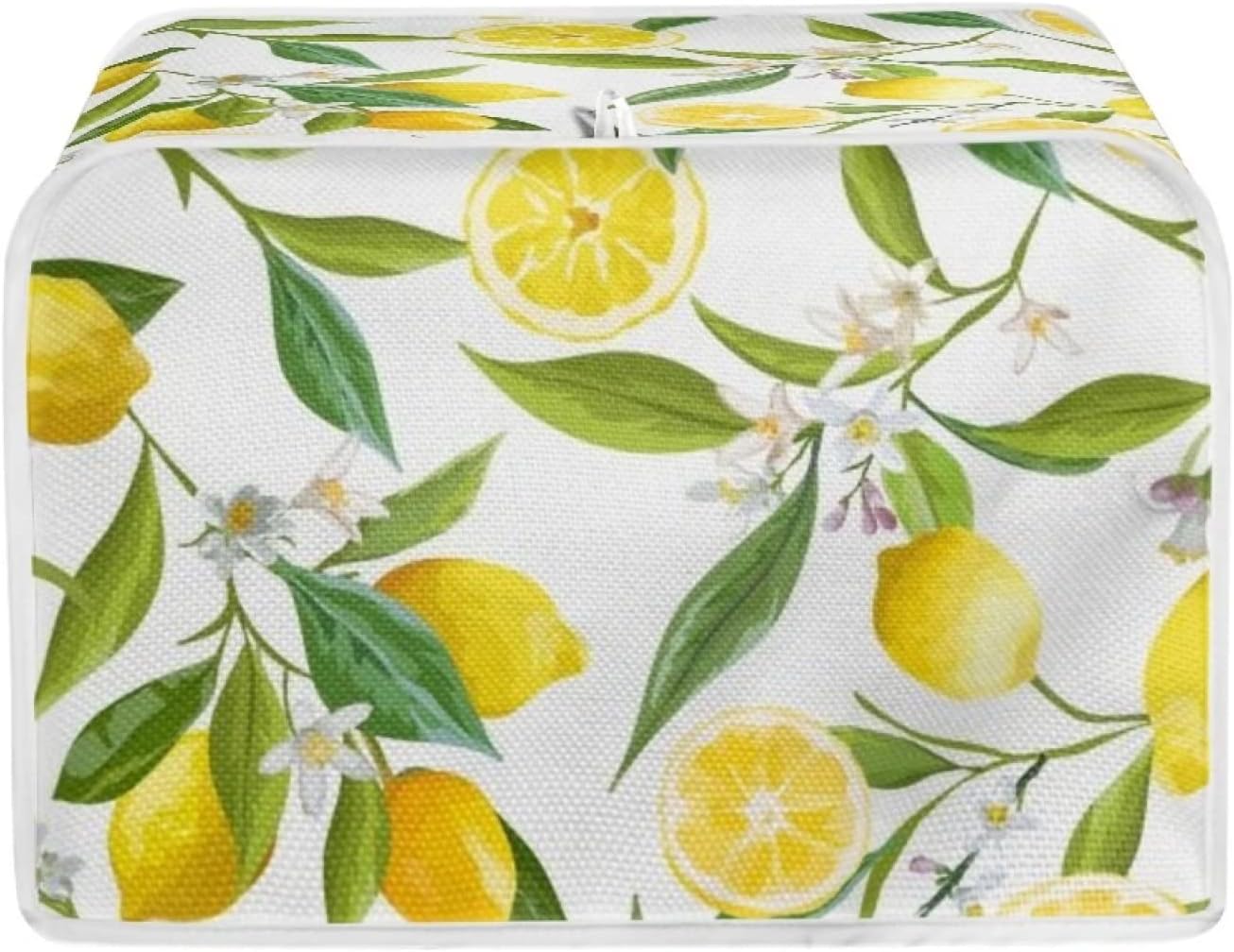 Lemon 2 Slice Toaster Covers - Lightweight Polyester Kitchen Appliance Organizer Bag with Top Hook, Multicolor