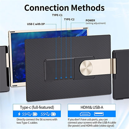 Laptop Screen Extender, 14'' FHD 1080P IPS Ultra-Thin Dual/Triple Monitor Display, HDMI/USB-C Plug-Play Portable Monitor for Laptop, Built-in Speakers(Mac, Win, Android)