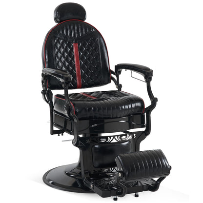 BarberPub Heavy Duty Metal Vintage Barber Chair All Purpose Professional Hydraulic Reclining Salon Beauty Spa Chair Styling Equipment 8730 (Red)
