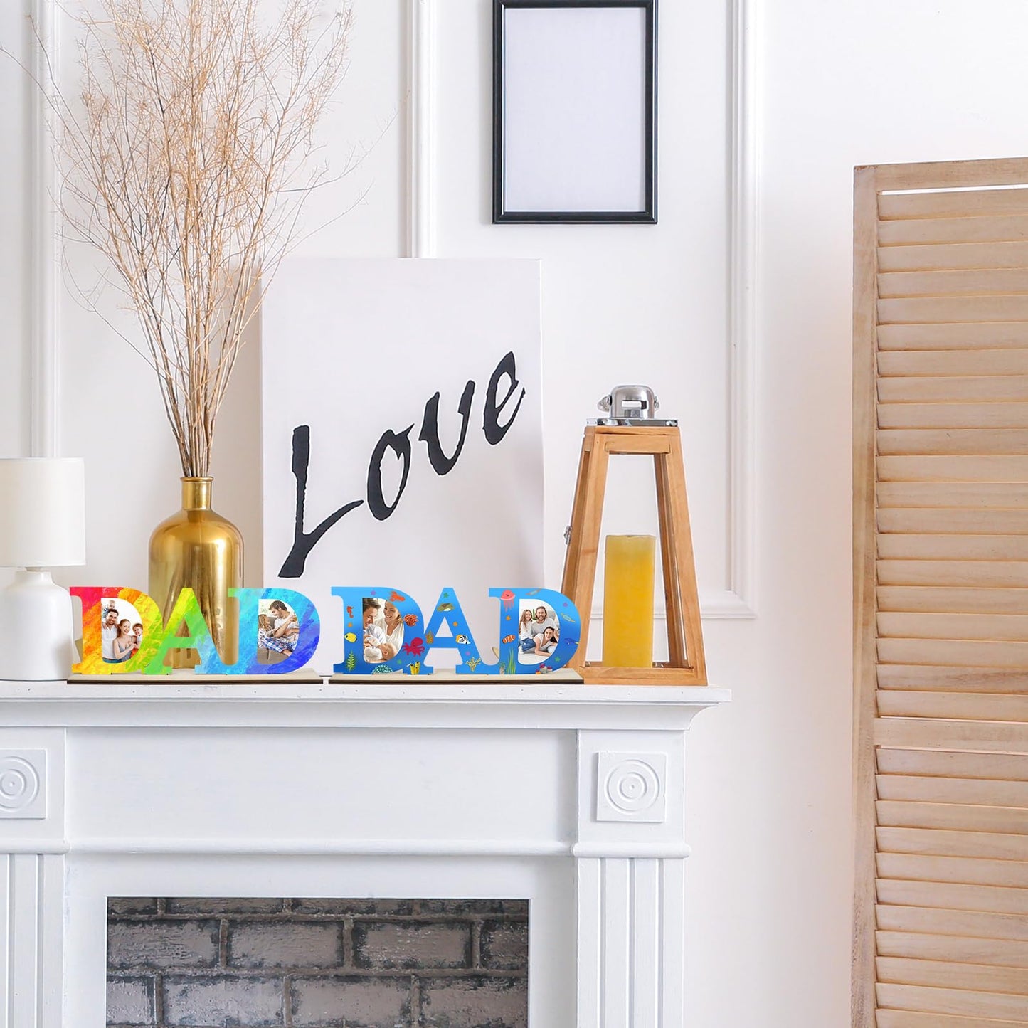 Wooden DAD Picture Frame to Paint DIY Blank Table Sign with Base,Dad Gifts from Daughter, Father's Day Farmhouse Table Centerpiece Decor Photo Frame Decor Christmas Thanksgiving Birthday Gift