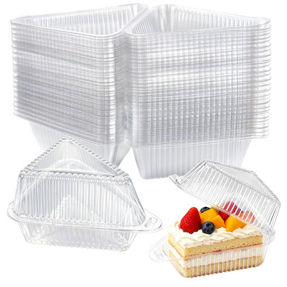 FORBFAN Cake Slice Container 150 Pack, 5 Inch Clear Disposable Bakery Box with Hinged Lid, Plastic Triangle Pie Slice Container for Cheesecake, To-Go & Takeout