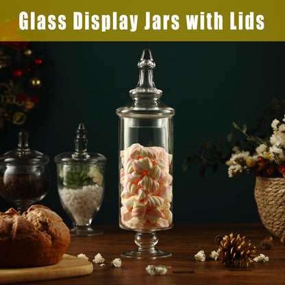 Apothecary Jars Glass Decorative Candy Jars,Candy Buffet Display, Elegant Storage Jar, Decorative Wedding Candy Organizer Canisters with Lids