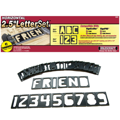 Milescraft 2201 Horizontal Character Template Set 2.5in (41 piece) Router Template set for Sign Making