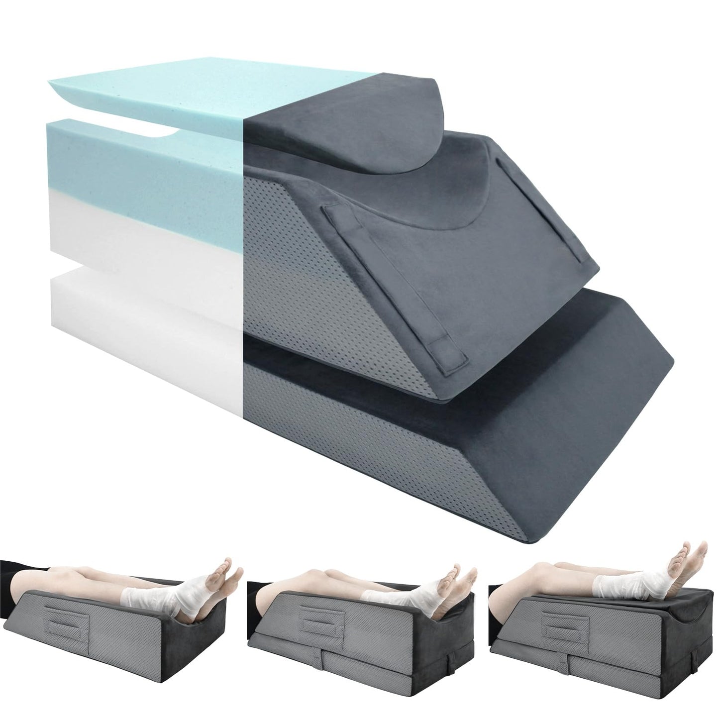 Kehangte Leg Elevation Pillows for After Surgery,4-Height Adiustable Leg Elevating Pillow,Knee Surgery Recovery Equipment,Knee Pillow,Leg Pillow,Washable/Removable Cover(29"x16.5"x9.5")