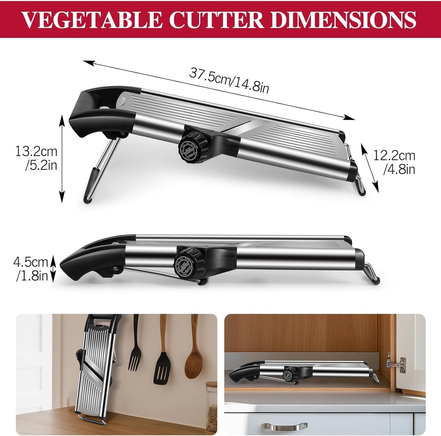 Masthome Mandoline Food Slicer Adjustable Thickness for Cheese Fruits Vegetables Stainless Steel Food Cutter Slicer