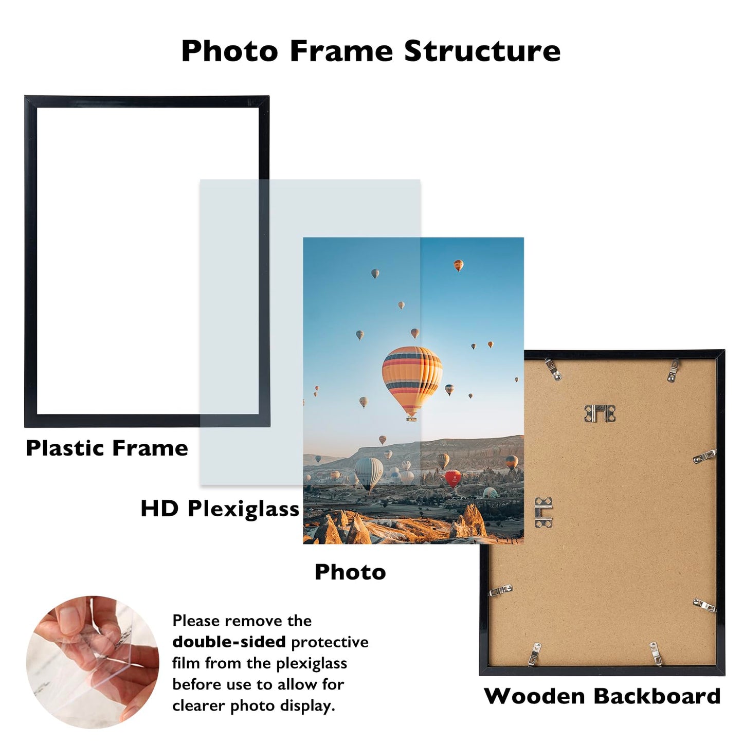 JCJMY 10x14 Picture Frame Set of 6 Black for 30 x 40cm Diamond Painting Art, Wall Mounting Horizontally or Vertically, 10 x 14 Wall Gallery Poster Photo Frame with Durable Shatter Resistant