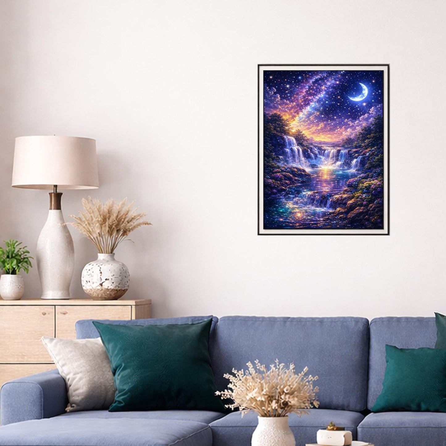 IOHEFY Diamond Painting Kits for Adults 12x16 Inch Starry Night Waterfall Galaxy Fantasy Full Drill Acrylic Rhinestone DIY Art Moon Mystical Landscape Women Beginner Wall Decor Birthday Gift