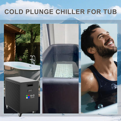 1 HP Cold Plunge Chiller, Commercial Ice Bath Water Chiller Machine for Large Tubs up to 200 Gallon, Heavy Duty Single Cooling Water Cooler with Internal Pump Options, Fast Chilling for Gym & Outdoor