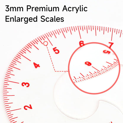 YLaziion 12inch 3mm Acrylic French Curve Ruler for Pattern Making- Clear Comma Shape Pattern Drafting Tool with Enlarged Scales | Non-Yellowing, Vary Form Curve for Sewing & Fashion Design & Quilting