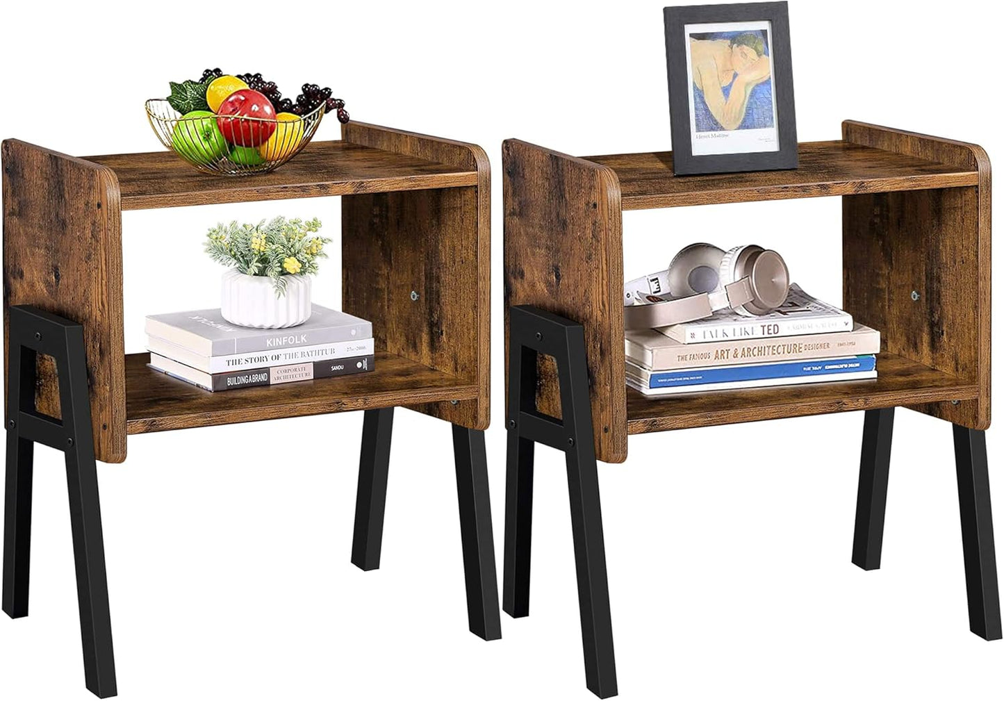 Set 2, TB01BB039 TUTOTAK Nightstnd, of Stackable End Tables, Side Table, Bedside Tables with Open Storage Shelf