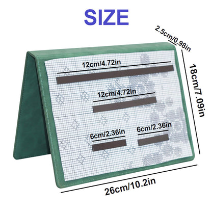 Cowenhey Knitting Pattern Holder with Pocket, Knitting Chart Holder with 4 Replacement Magnets, Holder Foldable Knitting Chart Keeper for Fixed Crochet Pattern on Knitting Pattern (Green)