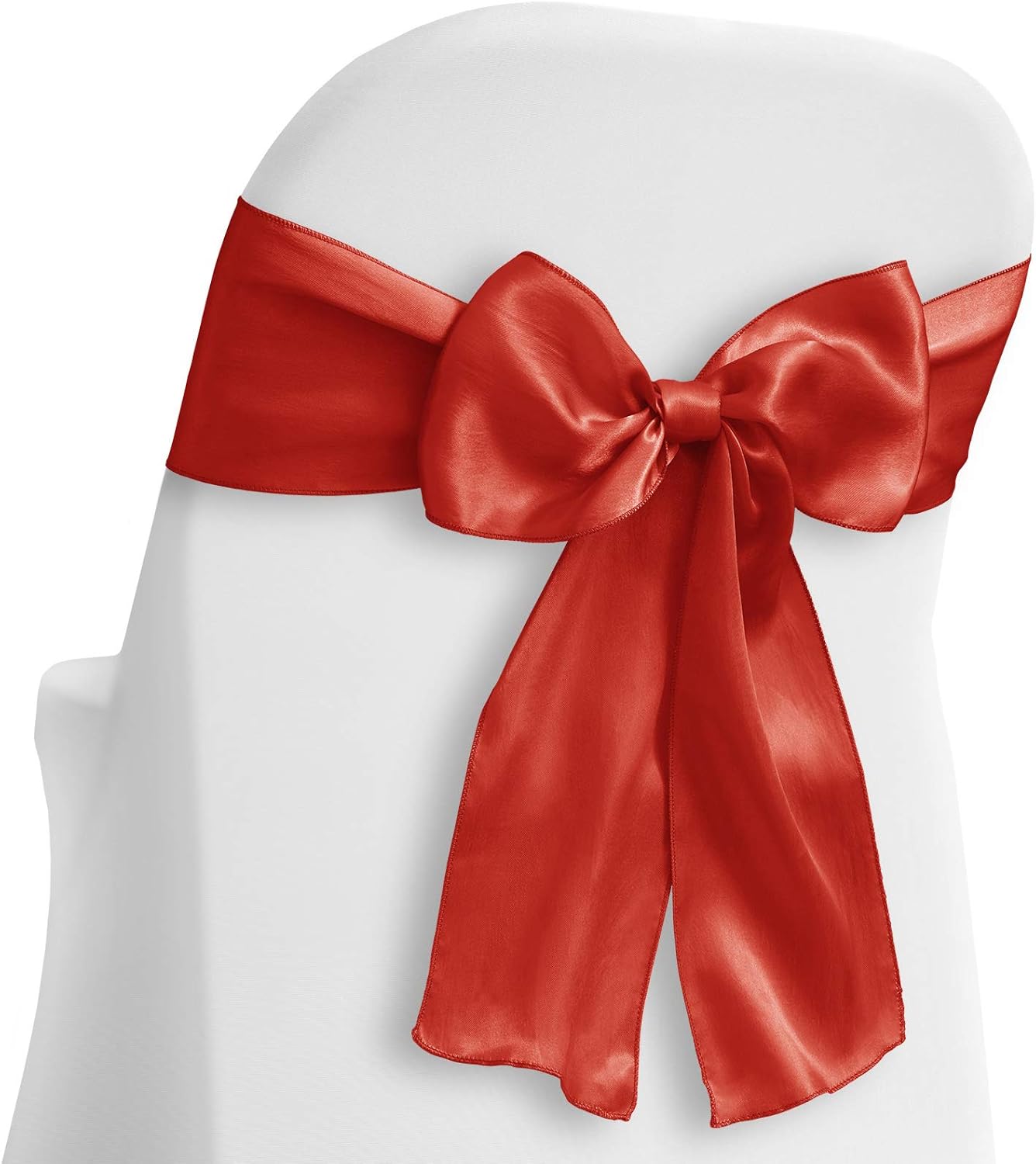 Lann's Linens - 10 Elegant Satin Chair Cover Sashes/Bows - Red, Ribbon Tie Back Sash for Wedding/Party