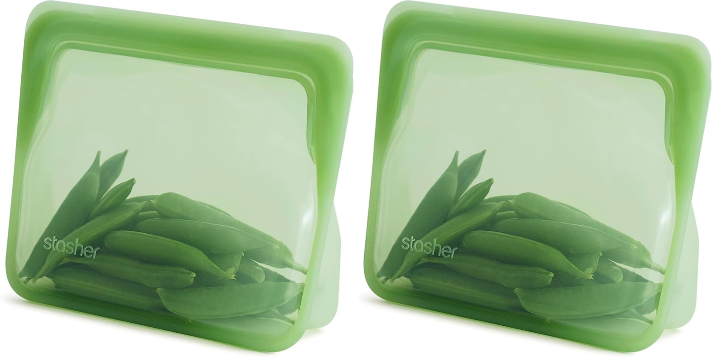 Stasher Premium Silicone Reusable Food Storage Stand-Up Mid Bag, Clear, Microwave, Sous Vide, Dishwasher, Oven and Freezer Safe, BPA Free, Leak-free, Eco-friendly, 56 Oz