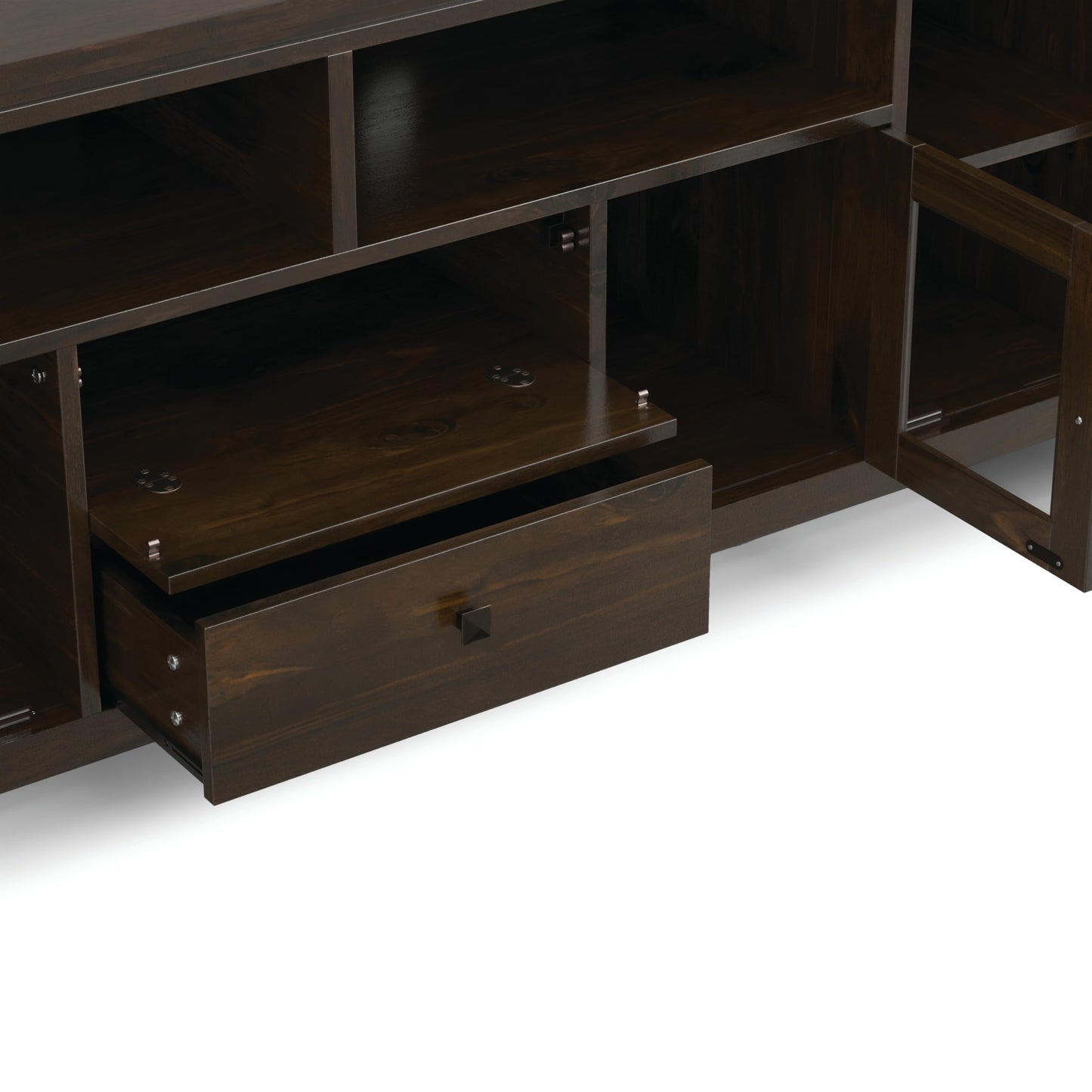 SIMPLIHOME Cosmopolitan TV Stand - 72 inch Wide Solid Wood Media Console in Mahogany Brown, Contemporary Entertainment Center for Living Room for TVs up to 80 Inches with Drawers and Cable Management