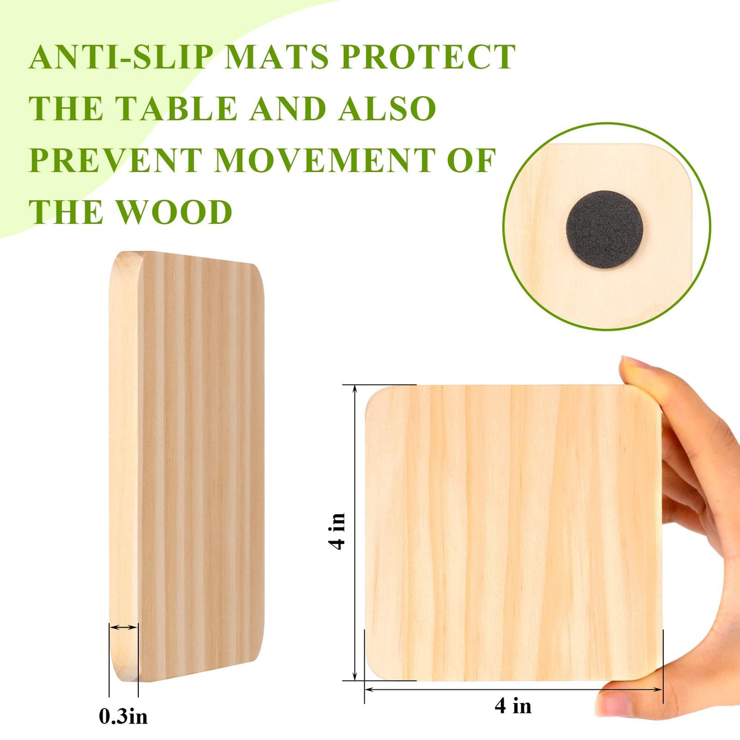 46Pcs Unfinished Wood Coasters-4" Unfinished Natural Wood Slices for Crafts Round with Non-Slip for Wedding Decoration/Blank Coasters Wood Kit DIY Architectural Models Drawing Painting Wood Engraving