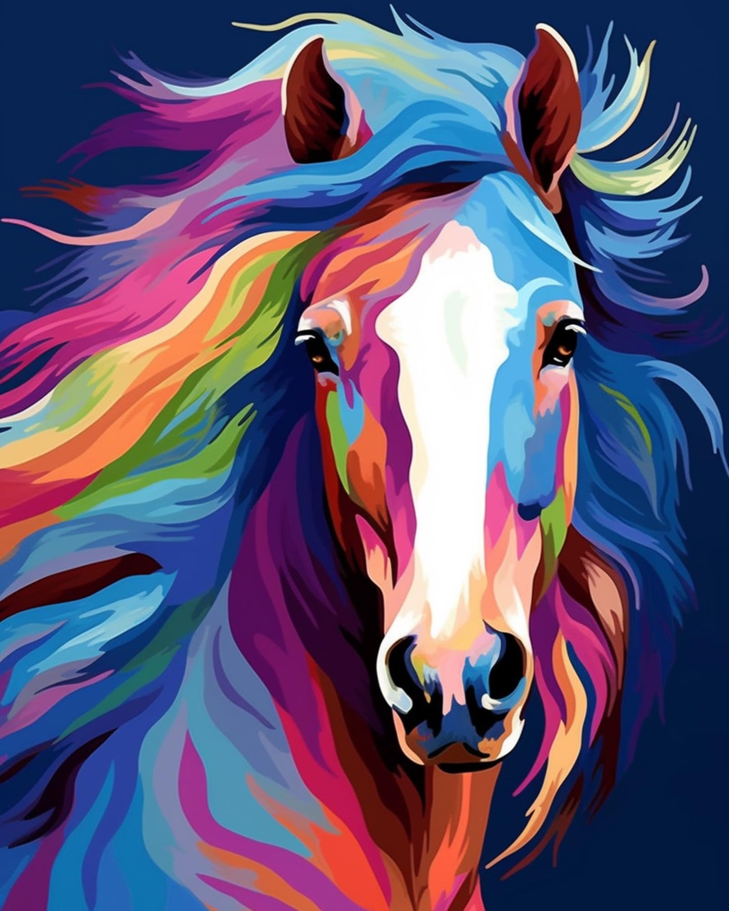 Maomaomi Paint by Numbers DIY Acrylic Painting Kit for Kids & Adults Beginner – 16" Wx20 L Colorful Horse Head Pattern
