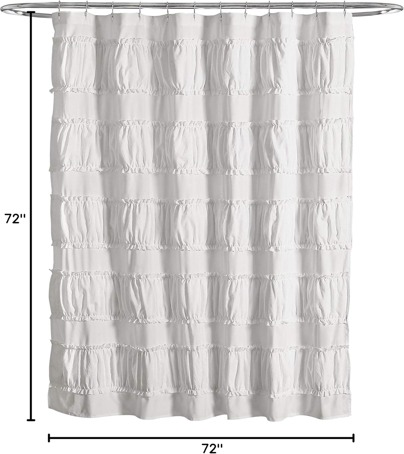Lush Decor White Nova Ruffle Shower Curtain - 72" x 72"