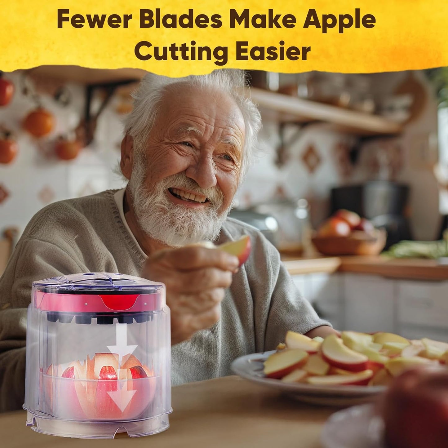 5.12-Inch 8 Newness Apple Slicer - Slices, Ultra-Safe & Heavy-Duty Stainless Steel Extra Large Apple Cutter, Upgraded
