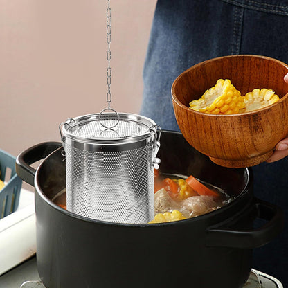 Hemoton Stainless Steel Tea Ball Infuser, Large Capacity Strainer with Extended Chain Hook for Brew Loose Leaf Tea