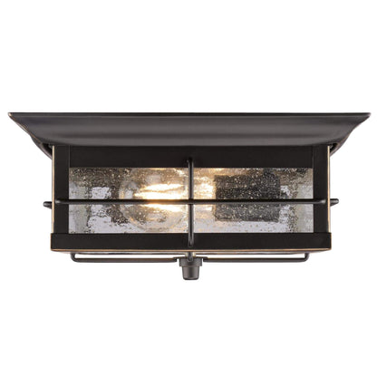 Westinghouse 6578400 Orwell 2 Light Outdoor Flush Mount Fixture in Oil Rubbed Bronze and Clear Glass, 6578400