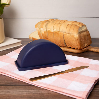 PTB Countertop 2-Piece THE Butter Dish Matte Ceramic Butter Keeper with Lid for Use Round Design for Standard Butter
