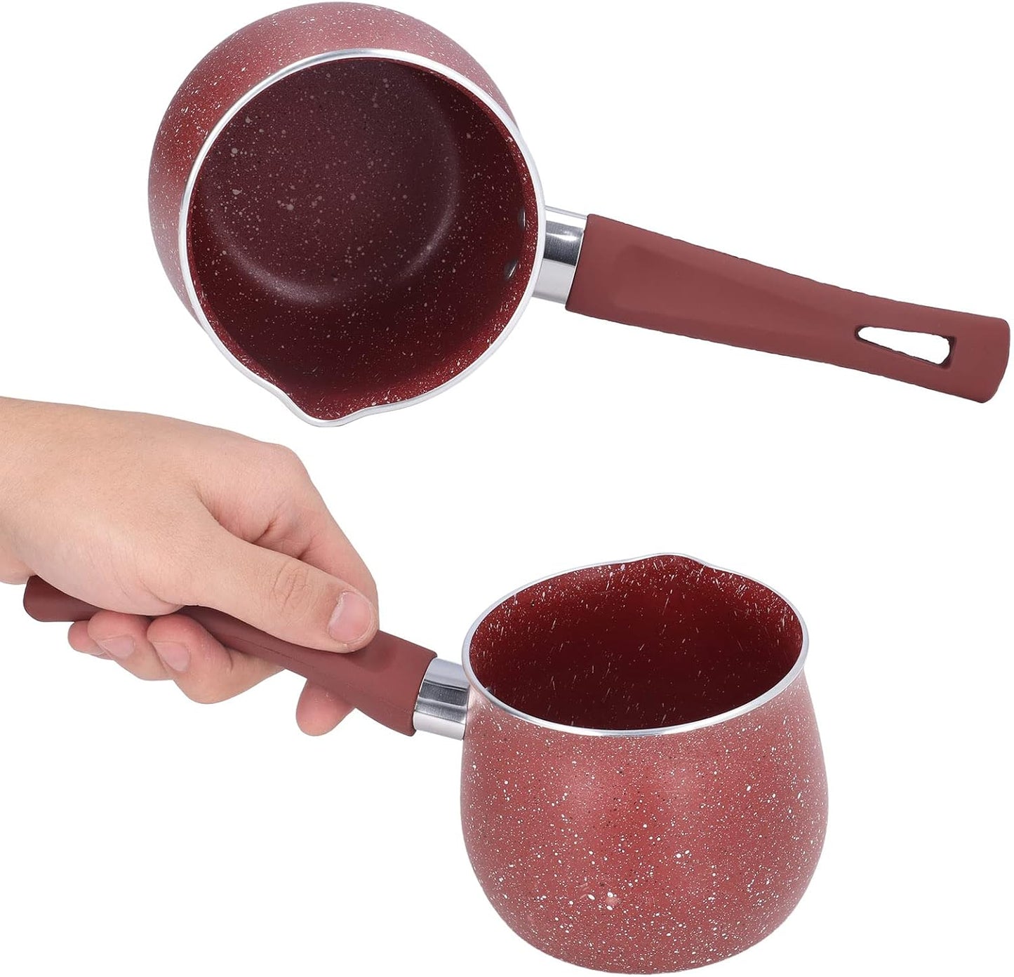 Nonstick Coating Milk Pan with Lid, Mini Milk Pot, Single Handle Anti-Scalding Saucepan, Lightweight Kitchen Cooking