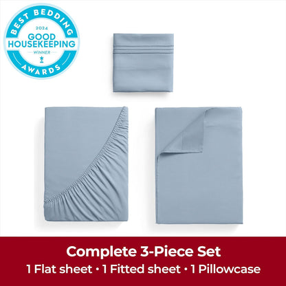 Mellanni Extra Deep Twin XL Sheets - Luxury Cooling Bedding Set - Ultra Soft, Wrinkle & Stain Resistant (Twin Extra Long, Blue Hydrangea)