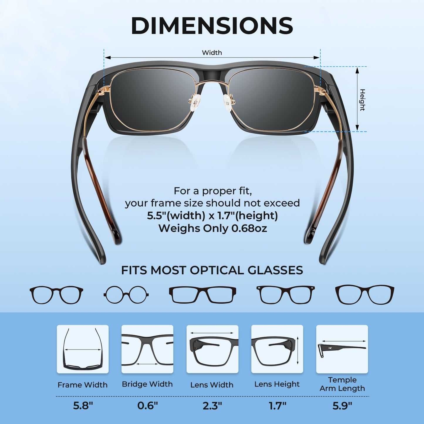 KastKing Molino Fit-Over Polarized Sunglasses,UV400 Protection Ultralight Wraparound Fishing Sports Sunglasses, TAC Lenses