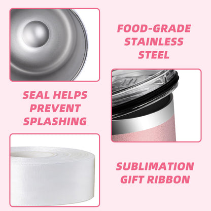 ColorSub 8 Pack 12oz Sublimation Wine Tumblers, Stainless Steel Double Wall Sublimation Blanks Wine Cups with Lids & Straws, Silicone Straw Tips, Gift Box, Rose Gold