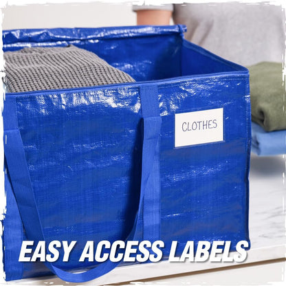 RUGGED RHINO Heavy Duty Extra Large Moving Bags - Durable Blue Storage Solution with Strong Handles & Zipper | 2 Pack