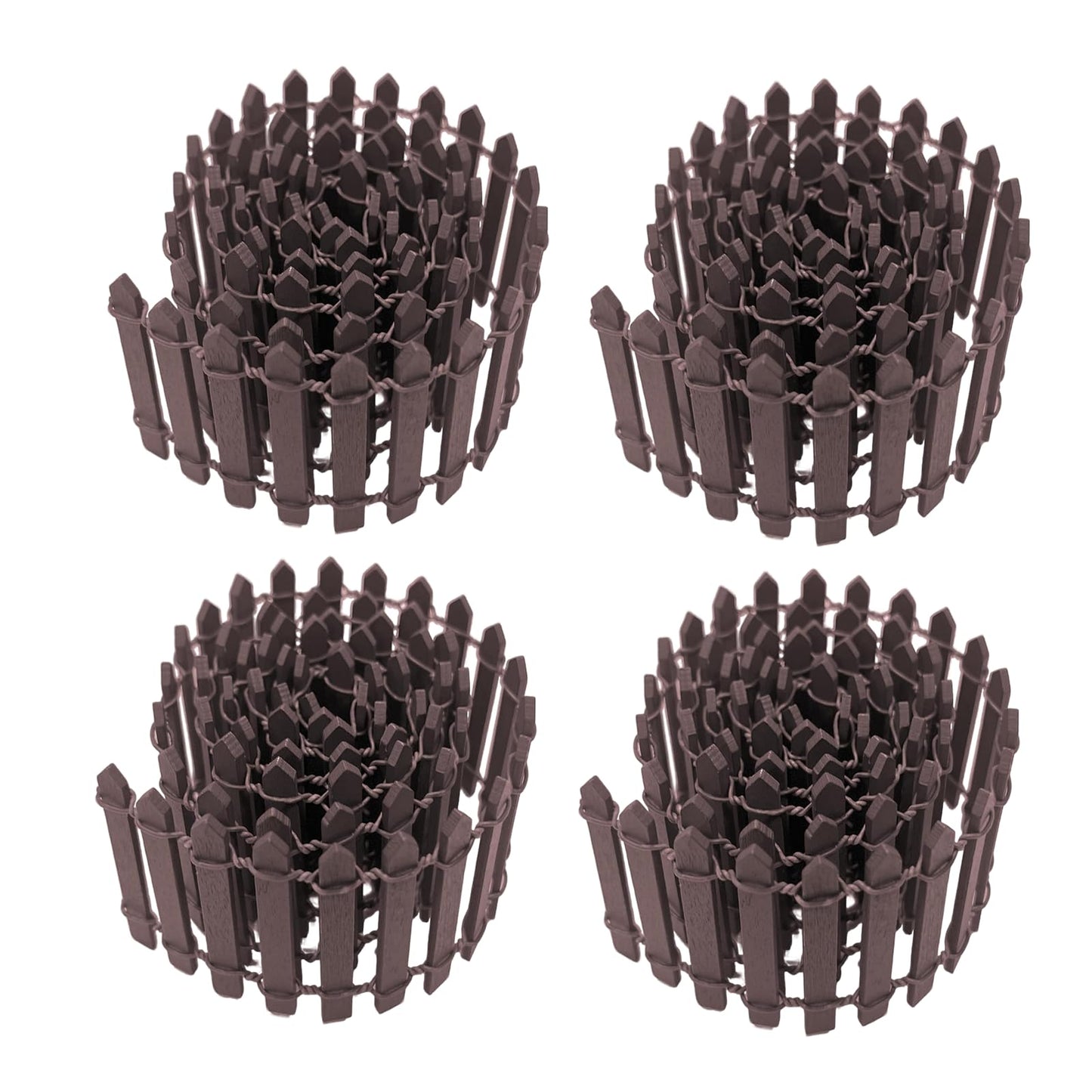Fjxxxn 4-Pack 35-Inch Mini Garden Fences，Brown Wood Picket Fairy Garden Fence & Christmas Village Accessories for Dollhouse, Miniature Landscape & Plant Pot DIY Displays