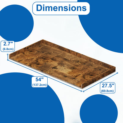 efluky Washer Dryer Countertop, Wood Countertop with Edge Rails for Laundry Room Organization and Storage, Washer Dryer Topper for Laundry Room, 27.5" x 54" Rustic Brown