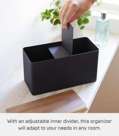YAMAZAKI Countertop Organizer, Steel + Wood Storage Case, One Size, Black