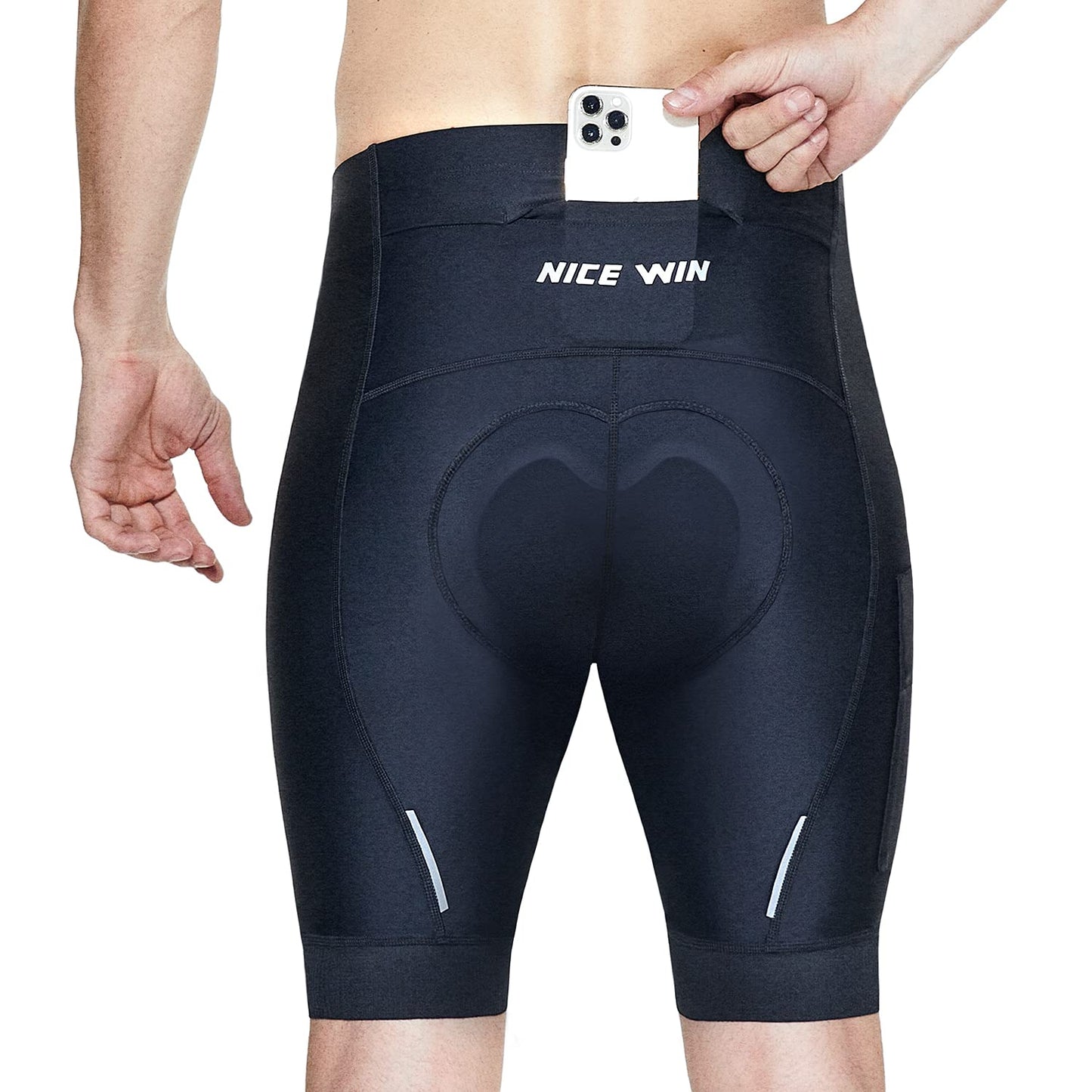 Men's Bike Shorts 4D Padded Cycling Bicycle Riding Pants Road Biking MTB Cycle Pockets Tights UPF50+ Black1 XL
