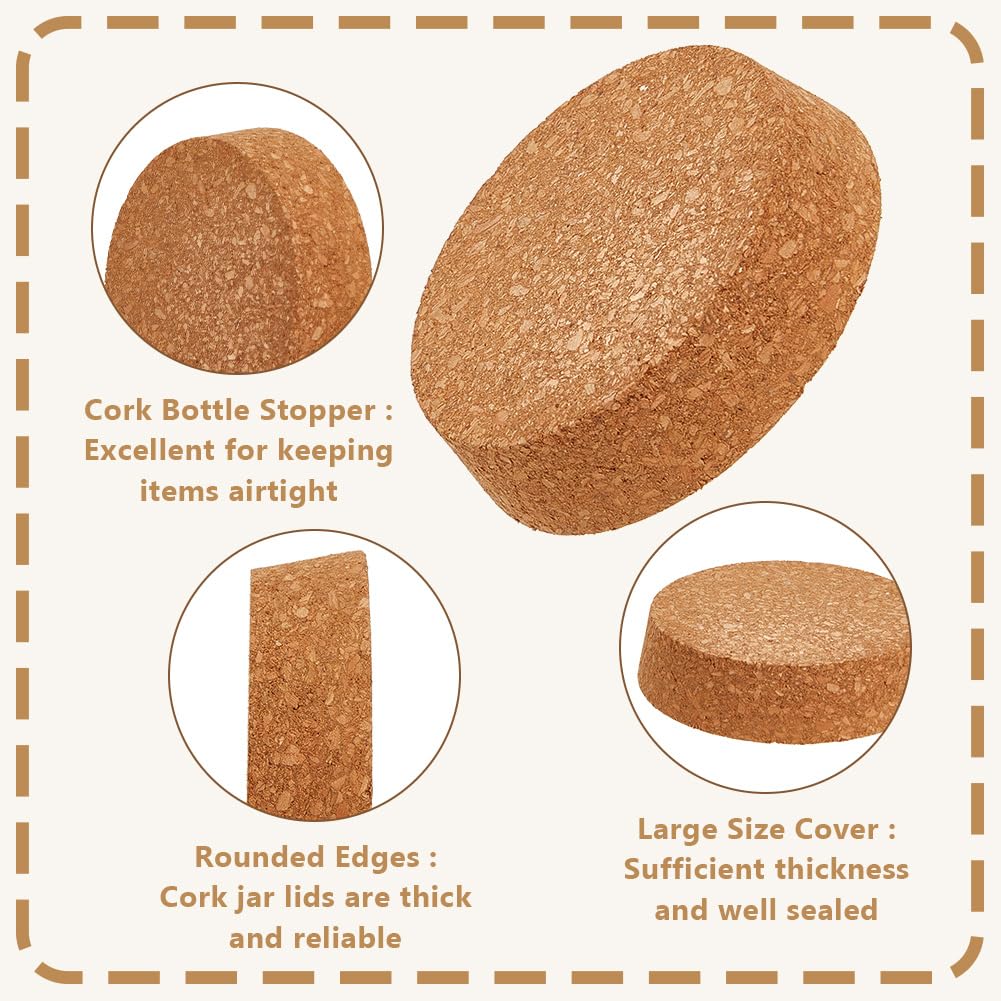 OLYCRAFT 4Pcs Large Cork Stoppers Cork Bottle Stoppers 3-3.5 Inch Tapered Plugs Canning Jar Lids Wood Tapered Plugs Wooden Tapered Stopper for Kitchen Wedding Favor Canning