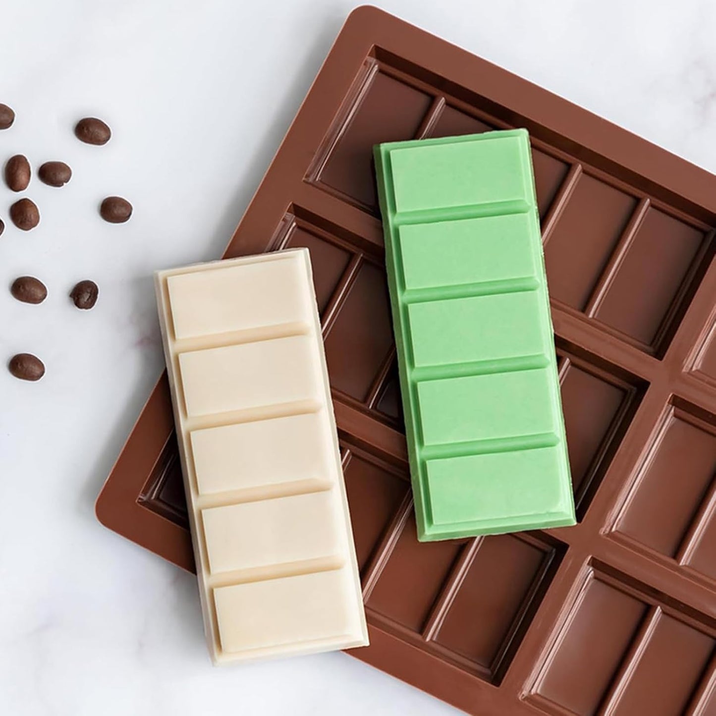 Bcautay Set 100pcs Chocolate Bar Molds Silicone Snap Bars Making Food Grade Break-Apart Chocolate Molds with Storage