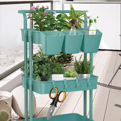 LEZIOA 5 Pack Hanging Cup Holders, Multipurpose Rolling Cart Accessories Utility Cart Accessories for Art Craft Supplies, Space Saving Hanging Storage Basket Pencil Holder Makeup Organizers (Blue)
