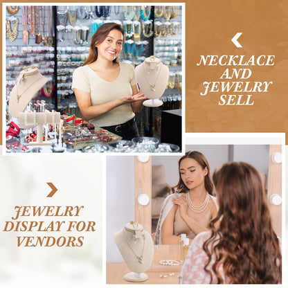 RattanView 2 Pcs Jewelry Display Set Necklace Mannequin Bust T Bar Bracelet Holder for Earring Necklace Ring Display
