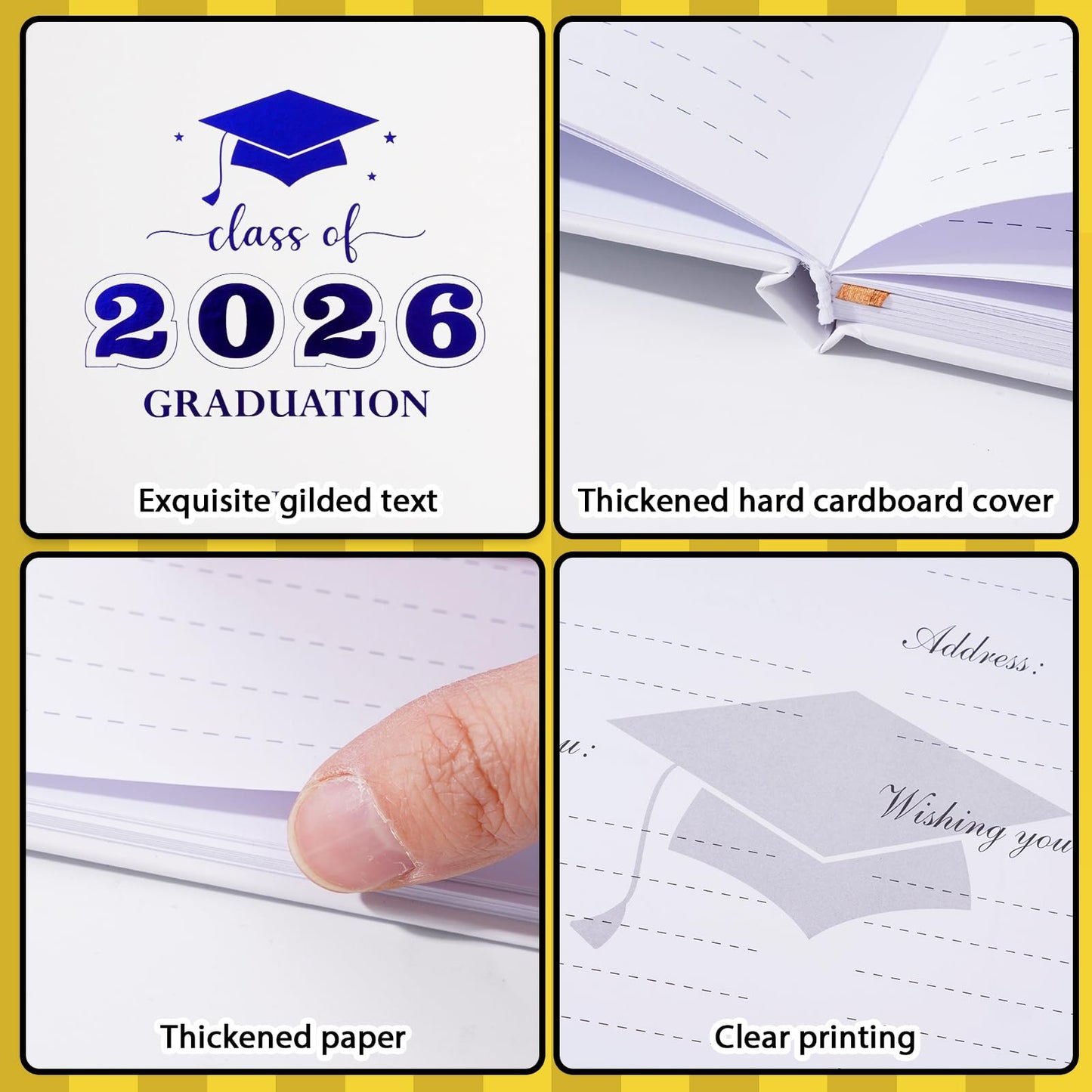 Graduation Guest Book, Class of 2026 Graduation Guest Book with Pen, Hardcover Guest Sign in Book, Memory Scrapbook, Graduation Decorations, Grad Party Supplies for High School，College (Blue)