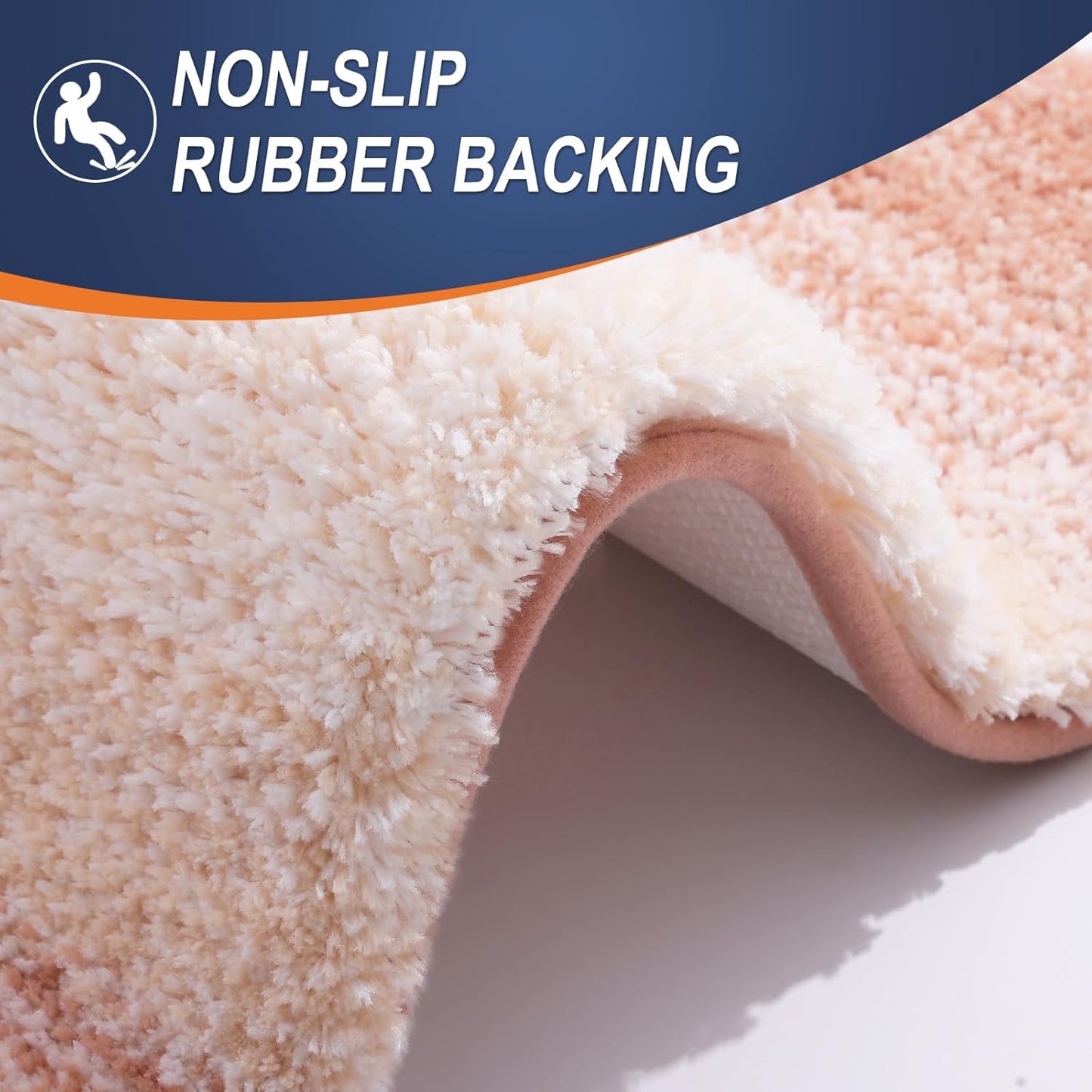 OLANLY Bathroom Runner Rug - Extra Soft Microfiber Mat, Quick Dry & Washable, 47x20 Inches, Peach
