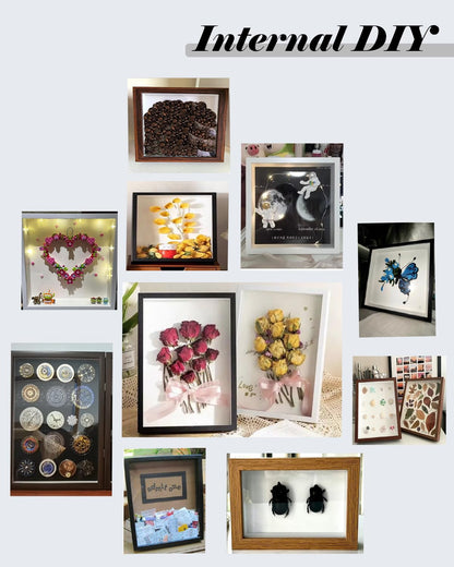 8"x8" Shadow Box Display Frame with Slot,Top Loading Adventure Archive Case, MDF & Acrylic Panel, for DIY 3D Travel Memories Tickets Pictures Dry Flowers Awards Medals Piggy Bank, Black