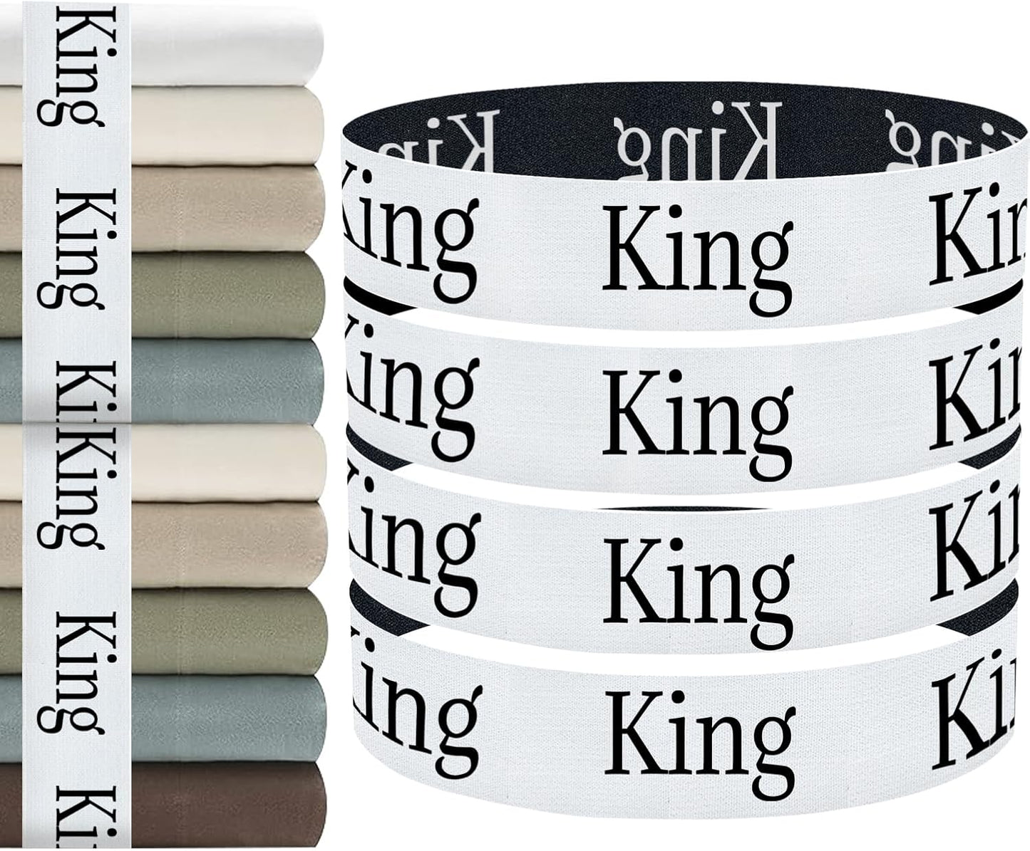 Sheet Organizers and Storage Bands - 4 Pieces Elastic Bed Sheet Straps/Sheet Storage Organizer for Linen Closet (King)